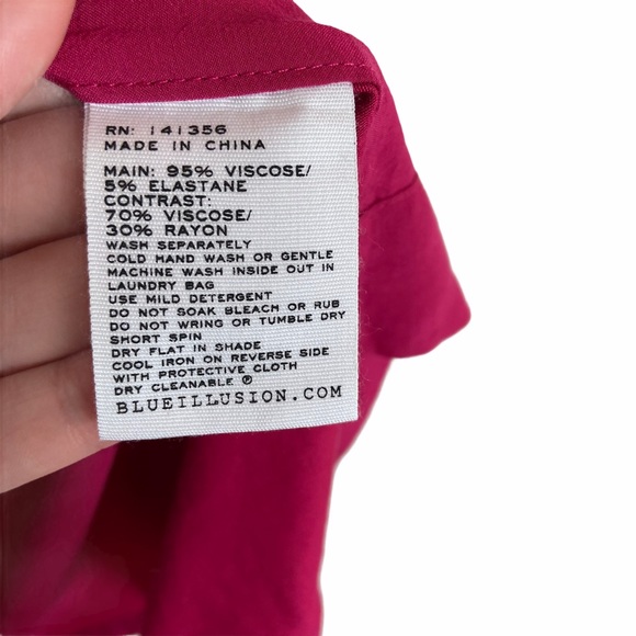 New BLUE ILLUSION Women's X Large 'Lipstick' Top Tunic Tank Fuchsia Pleats - Picture 3 of 7